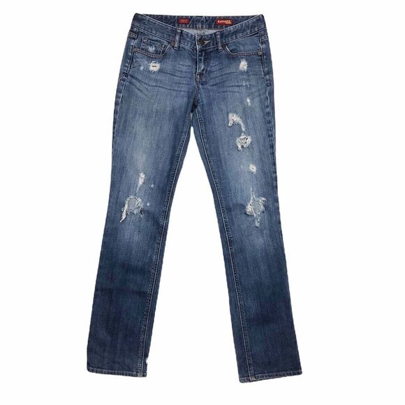 Express Stella Skinny Leg Destructed Jeans Size 4 - Picture 1 of 8